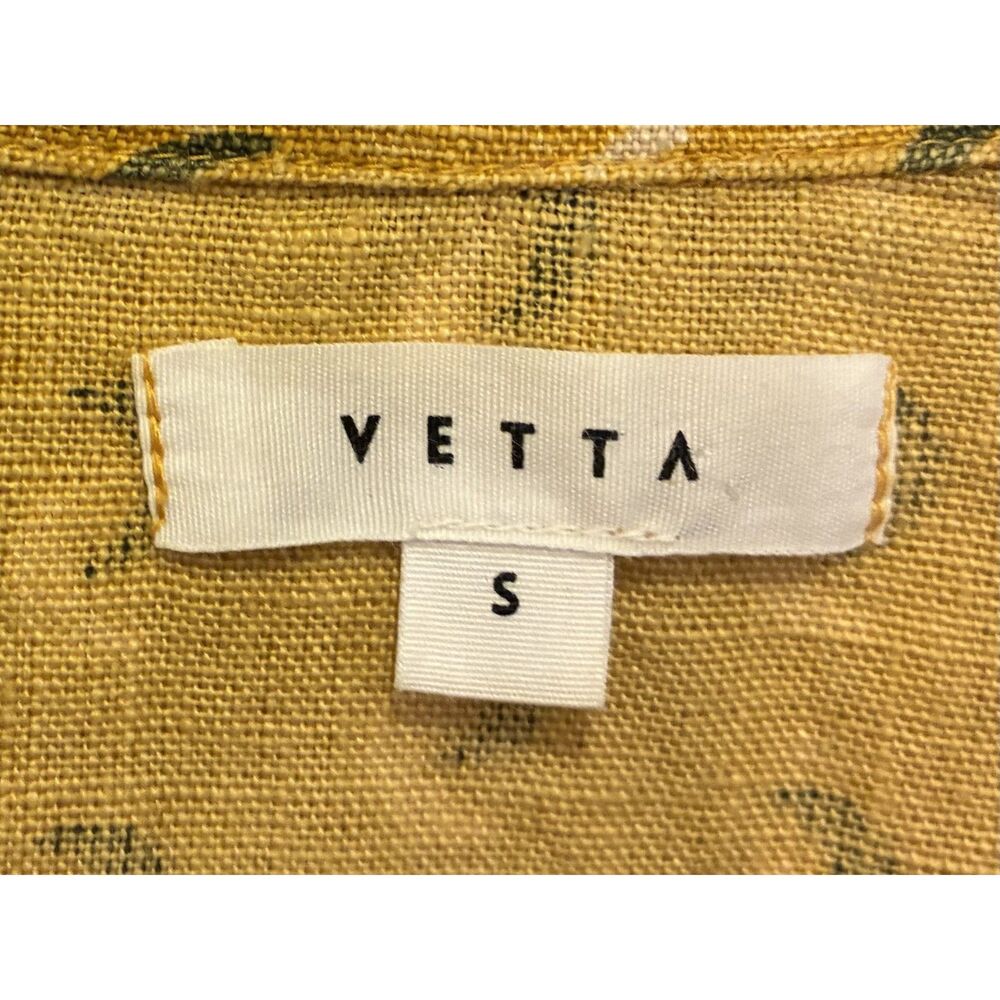VETTA Yellow Pattern Button Up Short Sleeve Shirt Top Women's Size Small - Picture 4 of 9